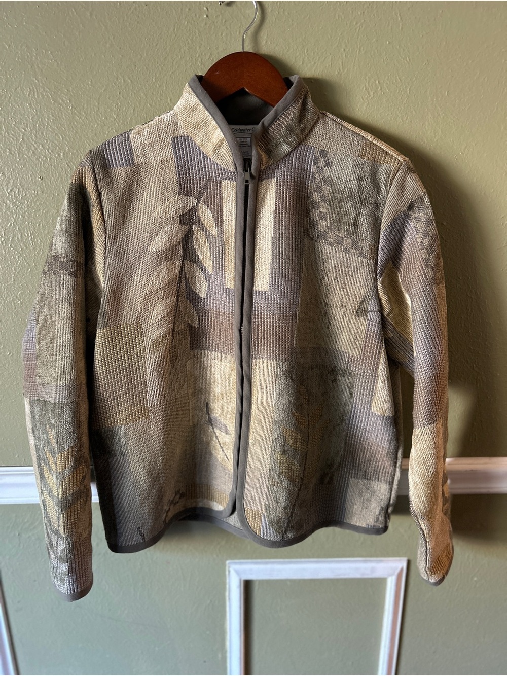 Coldwater Creek Tapestry Jacket Neutral Botanic Patchwork Vintage Inspired S